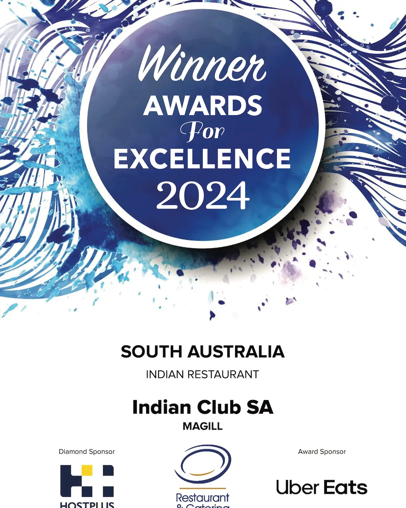 A certificate of the South Australia 2024 award for finalist in the category of best Indian Restaruant.